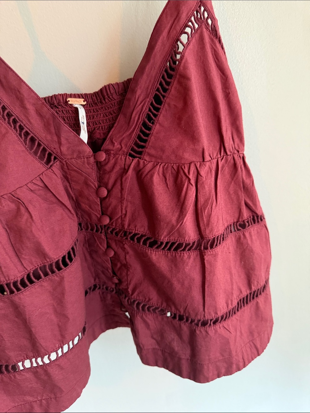Free People Deep Brick Tiered Lace-Trim Camisole NWOT - Picture 11 of 11